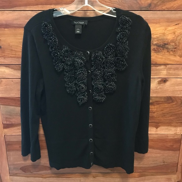 WHBM black cardigan with polkadot detail - Picture 6 of 16